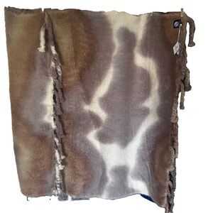 NWT Jonathan Adler striped tie die mohair throw blanket cream white tan fringe